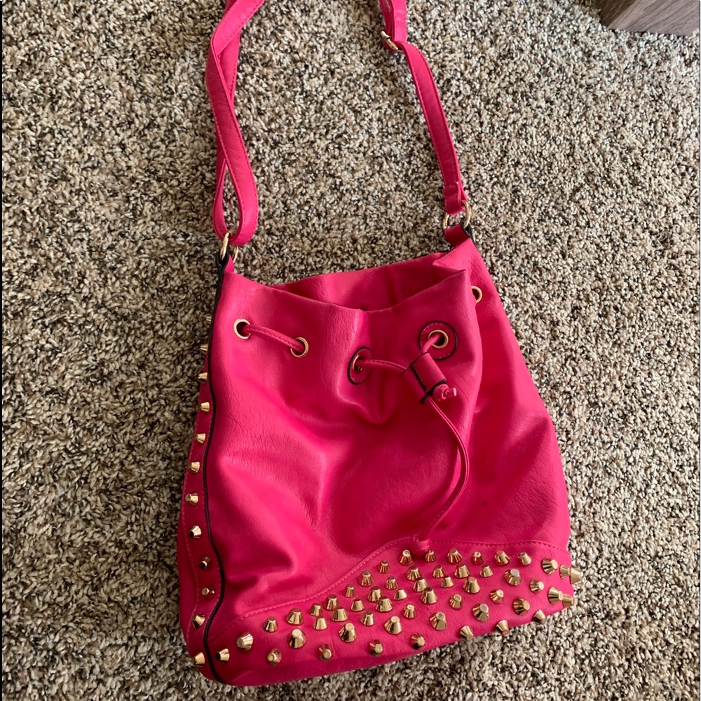 Hot Pink Studded Shoulder Bag